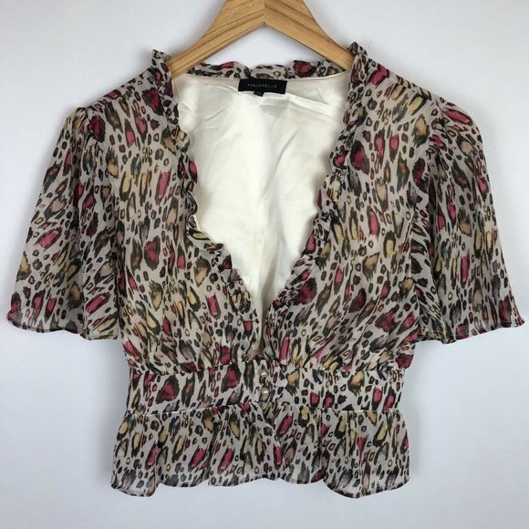 MAJORELLE Tops - SOLD Majorelle Puff Sleeve Ruffle Crop Top